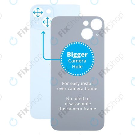 Apple iPhone 15 Plus - Sklo Zadního Housingu se Zvětšeným Otvorem na Kameru (Blue)