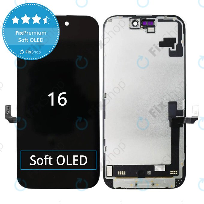 Displej Soft OLED pro iPhone 16 - Dotykové sklo + Rám, DIAGNOSTIC
