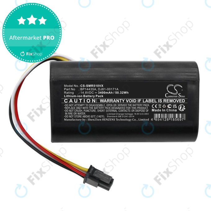 Baterie pro Samsung PowerBot-E, Eureka i5, Midea i5, i9, 3400mAh, Li-Ion, 14.8V, BP14435A, HQ
