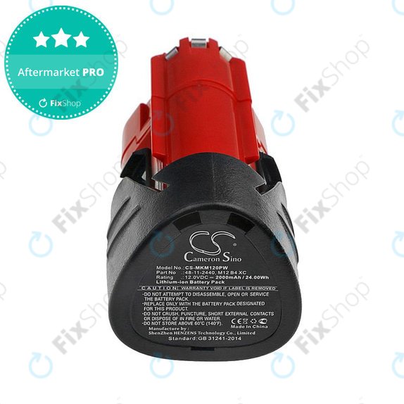 Baterie pro Milwaukee C12, M12, 2000mAh, Li-Ion, 12V, 48-11-2440, HQ