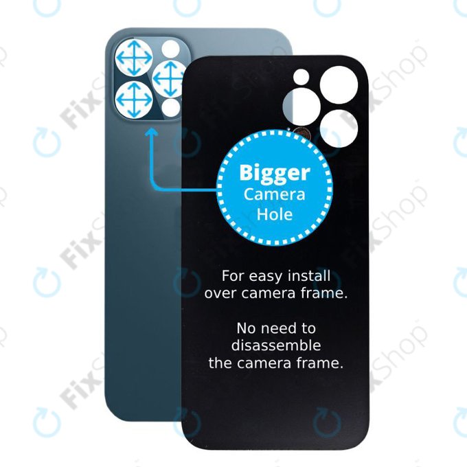 Apple iPhone 12 Pro - Sklo Zadního Housingu se Zvětšeným Otvorem na Kameru (Blue)