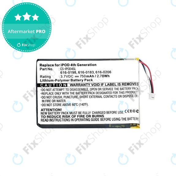 Apple iPod (4th Gen) - Baterie 616-0183 750mAh HQ