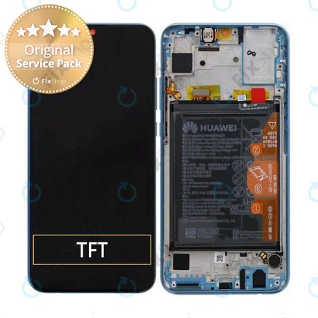 Huawei Honor 10 Lite - LCD Displej + Dotykové Sklo + Rám + Baterie (Sky Blue) - 02352HGU Genuine Service Pack