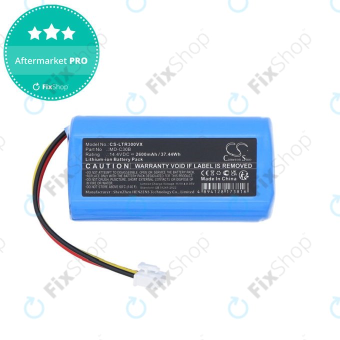 Baterie pro Liectroux C30B, BLAUPUNKT BPK-VCBB1XB, Midea M4, 2600mAh, Li-ion, 14.4V, MD-C30B, HQ