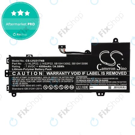 Baterie pro Lenovo E31-80, Ideapad 510s-13, 4550mAh, Li-Pol, 7.6V, 5B10H13092, HQ