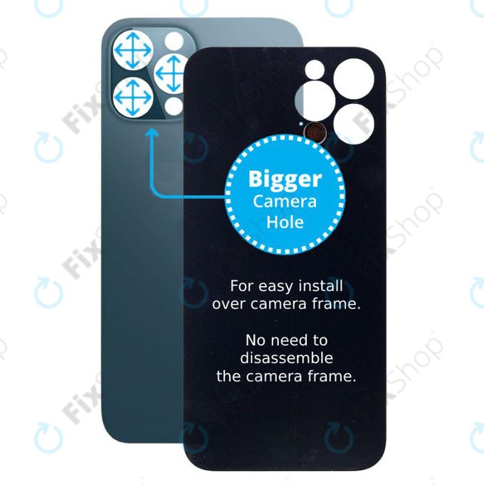 Apple iPhone 12 Pro Max - Sklo Zadního Housingu se Zvětšeným Otvorem na Kameru (Blue)