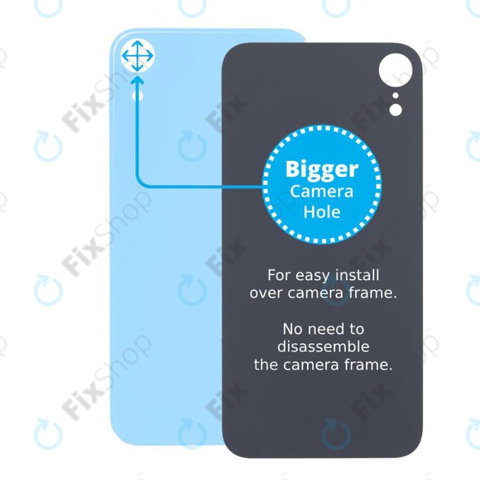 Apple iPhone XR - Sklo Zadního Housingu se Zvětšeným Otvorem na Kameru (Blue)