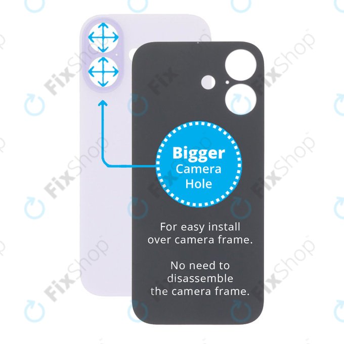 Apple iPhone 17 - Sklo Zadního Housingu se Zvětšeným Otvorem na Kameru (Lavender)