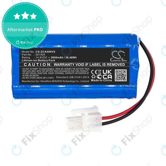 Baterie pro Concept VR2000, Zaco A4s, A6, A8s, A9s, 2600mAh, Li-Ion, 14.8V, 501929, HQ