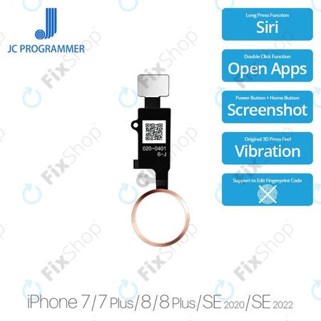Apple iPhone 7, 7 Plus, 8, 8 Plus, SE (2020), SE (2022) - Tlačítko Domů JCID 7 Gen (Rose Gold)