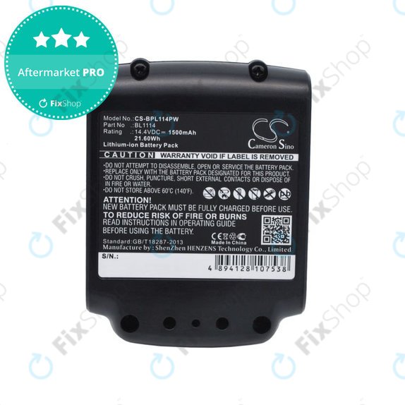 Baterie pro Black & Decker ASL146BT12A, LBXR16, SSL20SB, 1500mAh, Li-Ion, 14.4V, BL1114, HQ