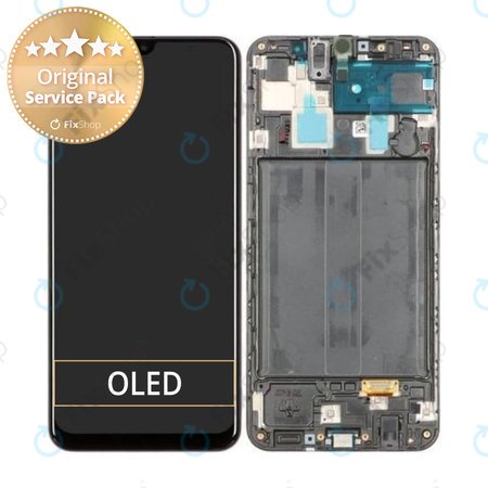 Samsung Galaxy A30 A305F - LCD Displej + Dotykové Sklo + Rám (Black) - GH82-19725A, GH82-19202A Genuine Service Pack