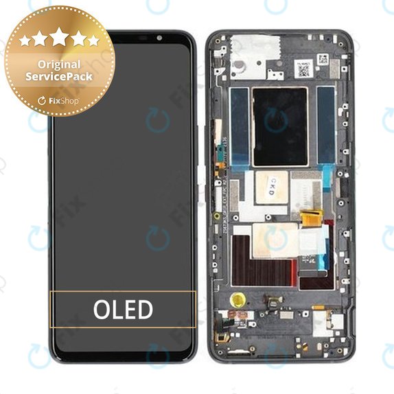 Asus ROG Phone 5s, 5s Pro ZS676KS - LCD Displej + Dotykové sklo + Rám (Black) - 90AI0091-R20020 Genuine Service Pack