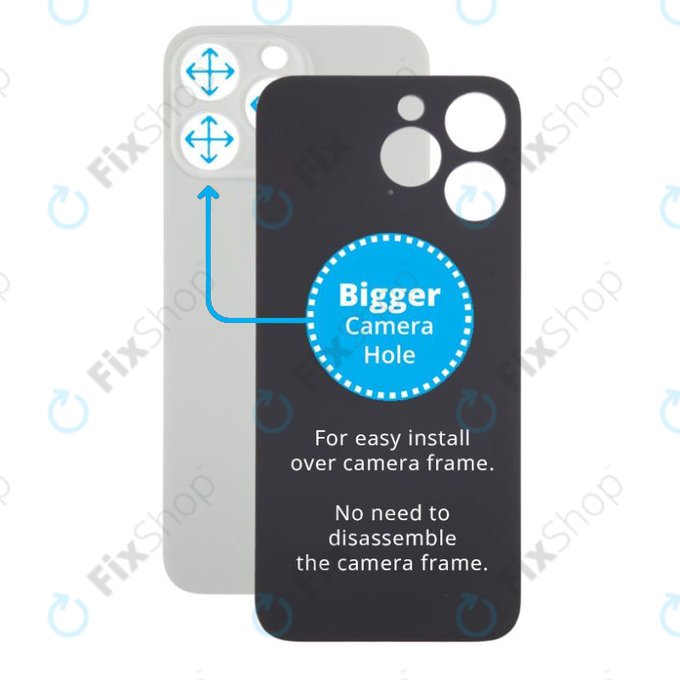 Apple iPhone 15 Pro - Sklo Zadního Housingu se Zvětšeným Otvorem na Kameru (Natural Titanium)