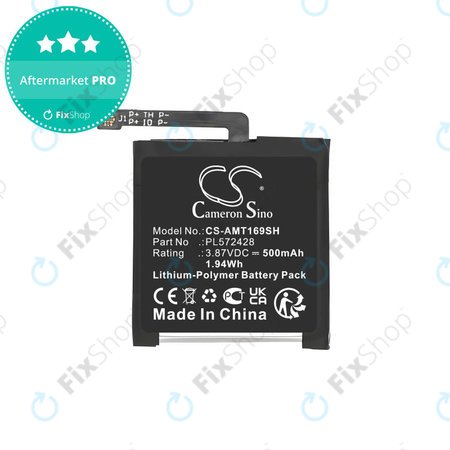 Baterie pro Amazfit T-Rex 2, A2169, A2170, 500mAh, Li-Pol, 3.87V, PL572428, HQ