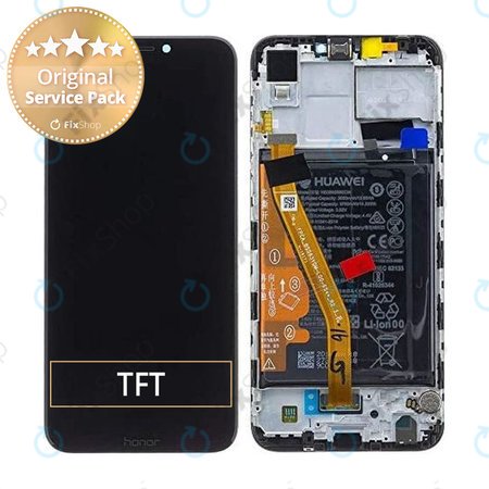 Huawei Honor Play - LCD Displej + Dotykové Sklo + Rám + Baterie (Midnight Black) - 02351YXV