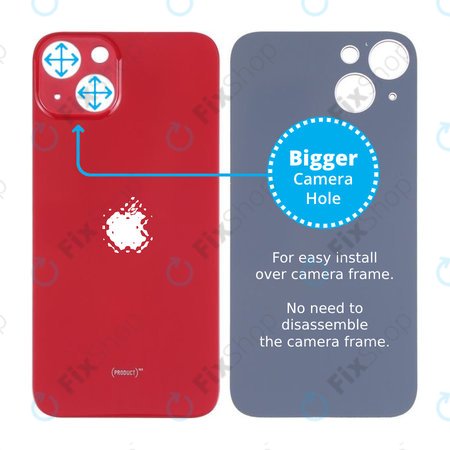 Apple iPhone 13 - Sklo Zadního Housingu se Zvětšeným Otvorem na Kameru (Red)