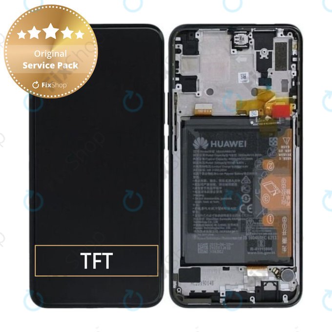 Huawei P Smart Z, Y9 Prime (2019) - LCD Displej + Dotykové Sklo + Rám + Baterie (Midnight Black) - 02352RRF Genuine Service Pack
