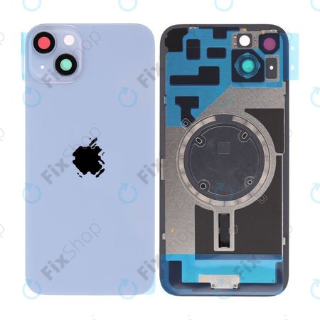 Apple iPhone 14 Plus - Sklo Zadního Housingu + Sklíčko Kamery + Kovová Destička + Magsafe Magnet (Blue)