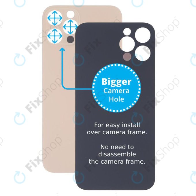 Apple iPhone 13 Pro Max - Sklo Zadního Housingu se Zvětšeným Otvorem na Kameru (Gold)