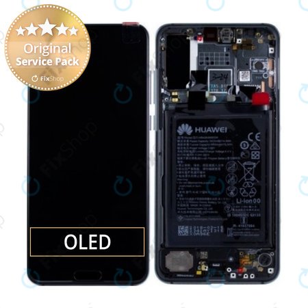 Huawei P20 Pro CLT-L29, CLT-L09 - LCD Displej + Dotykové Sklo + Rám + Baterie (Midnight Blue) - 02351WTP Genuine Service Pack