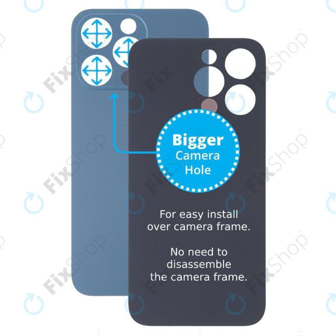 Apple iPhone 13 Pro - Sklo Zadního Housingu se Zvětšeným Otvorem na Kameru (Blue)