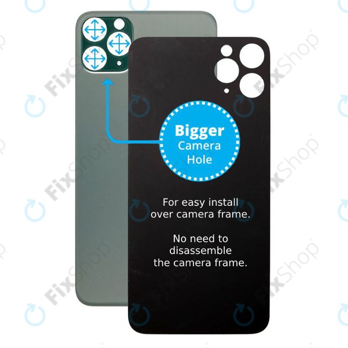Apple iPhone 11 Pro Max - Sklo Zadního Housingu se Zvětšeným Otvorem na Kameru (Green)