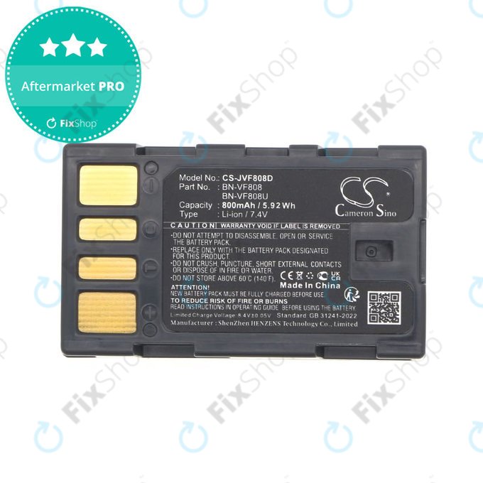 Baterie pro JVC Gr-D850ek, 800mAh, Li-Ion, 7.4V, BN-VF808, HQ