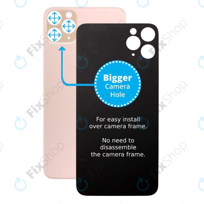 Apple iPhone 11 Pro Max - Sklo Zadního Housingu se Zvětšeným Otvorem na Kameru (Gold)