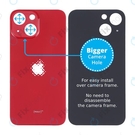 Apple iPhone 13 Mini - Sklo Zadního Housingu se Zvětšeným Otvorem na Kameru (Red)