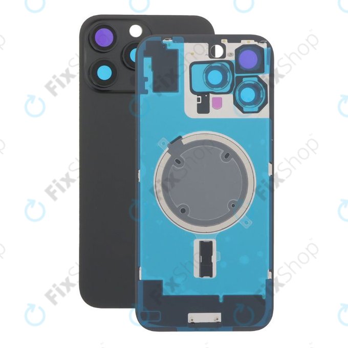 Apple iPhone 16 Pro Max - Sklo Zadního Housingu + Sklíčko Kamery + Kovová Destička + Magsafe Magnet (Black Titanium)