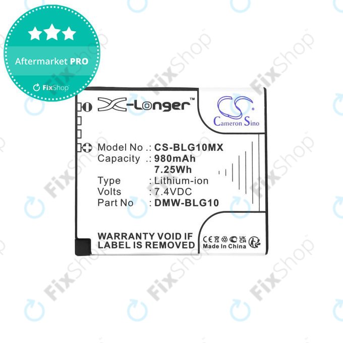 Baterie pro Leica D-Lux Type 109, Panasonic Lumix DMC-GF3, GX7, LX100, 980mAh, Li-Ion, 7.4V, DMW-BLG10, HQ