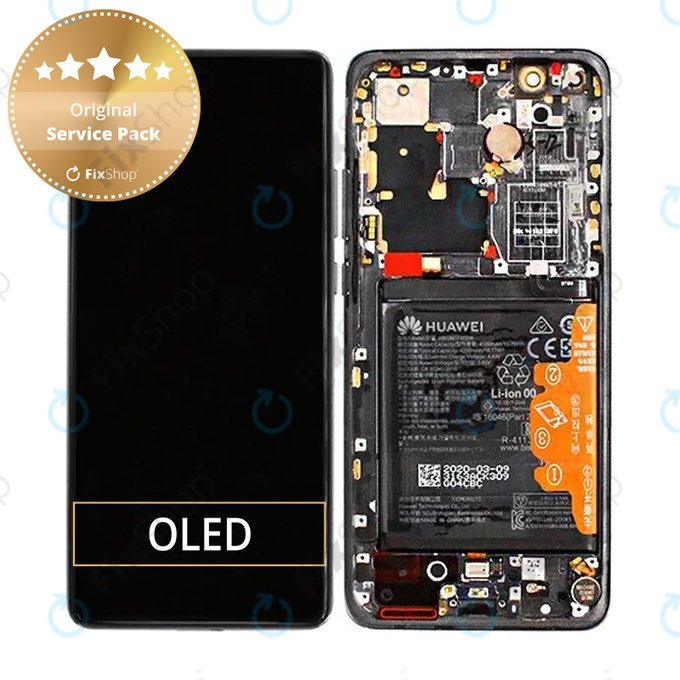 Huawei P40 Pro Plus - LCD Displej + Dotykové Sklo + Rám + Baterie + Senzor Otisku Prsta (Ceramic Black) - 02353RVJ Genuine Service Pack