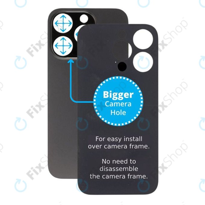 Apple iPhone 14 Pro - Sklo Zadního Housingu se Zvětšeným Otvorem na Kameru (Space Black)