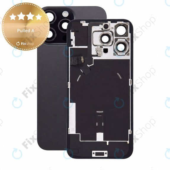 Sklo zadního housingu pro iPhone 16 Pro Max, Black Titanium, Pulled A