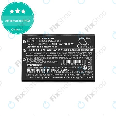 Baterie pro Agfa, HP Photosmart, Toshiba Camileo, 1050mAh, Li-Ion, 3.7V, NP-60, COMA-BP1, HQ