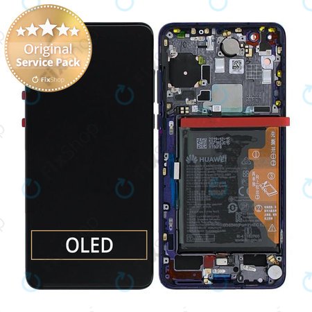Huawei P40 - LCD Displej + Dotykové Sklo + Rám + Baterie (Deep Sea Blue) - 02353MFU Genuine Service Pack