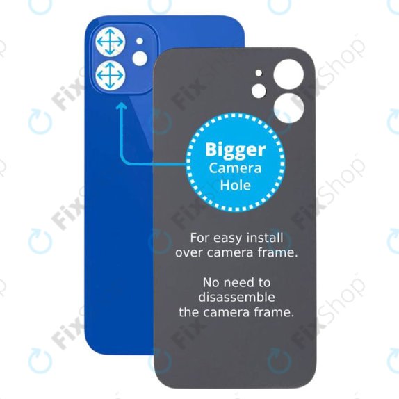 Apple iPhone 12 - Sklo Zadního Housingu se Zvětšeným Otvorem na Kameru (Blue)
