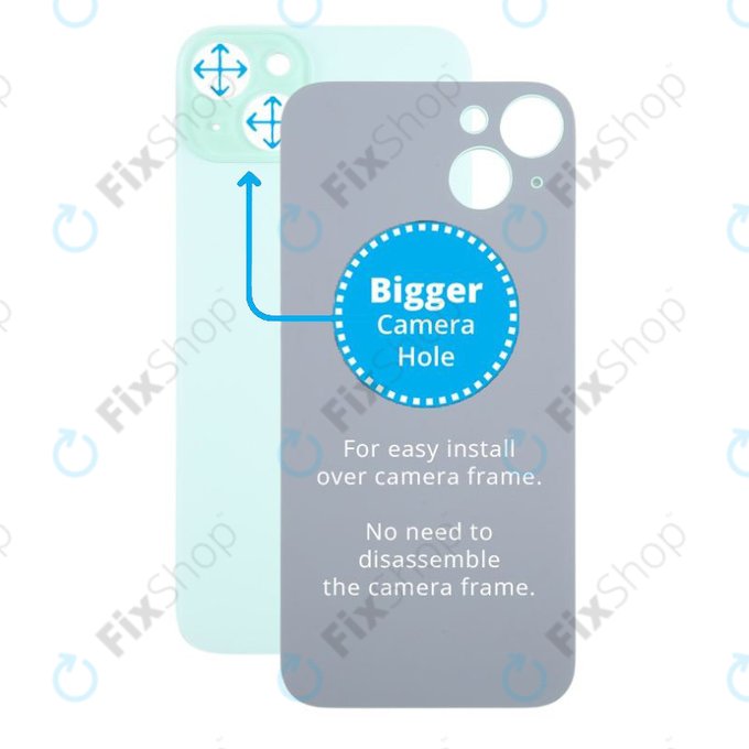 Apple iPhone 15 Plus - Sklo Zadního Housingu se Zvětšeným Otvorem na Kameru (Green)