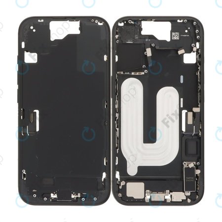 Apple iPhone 16 - Střední Rám + Tlačítka Zapnutí, Hlasitosti a Kamery (Black)