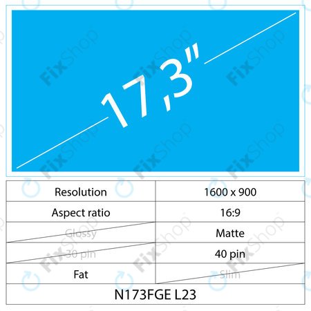 17.3 LCD Fat Matný 40 pin HD+