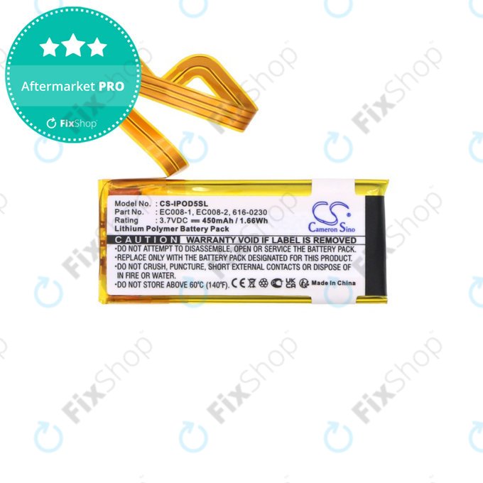 Baterie pro Apple iPod Classic 6th Gen, iPod 5G, iPod Video, 450mAh, Li-Pol, 3.7V, EC008, HQ