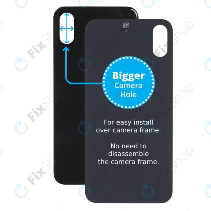 Apple iPhone X - Sklo Zadního Housingu se Zvětšeným Otvorem na Kameru (Space Gray)