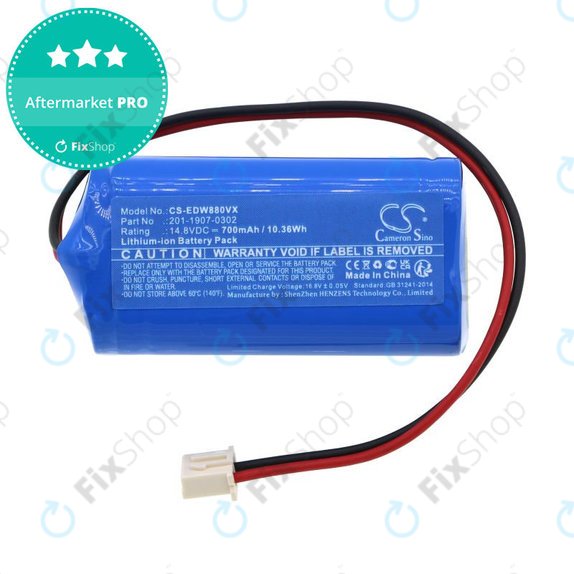 Baterie pro Ecovacs Winbot 880, 700, 700mAh, Li-Ion, 14.8V, 201-1907-0302, HQ