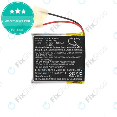 Baterie pro Plantronics Voyager Focus B825, 360mAh, Li-Pol, 3.7V, AHB403029, HQ