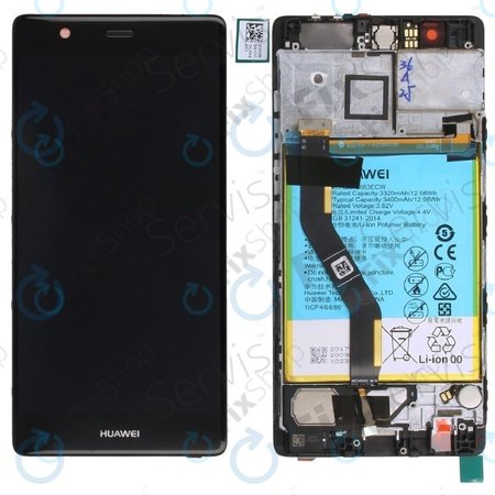 Huawei P9 Plus - LCD Displej + Dotykové Sklo + Rám + Baterie (Black) - 02350SUS, 02350VXU Genuine Service Pack
