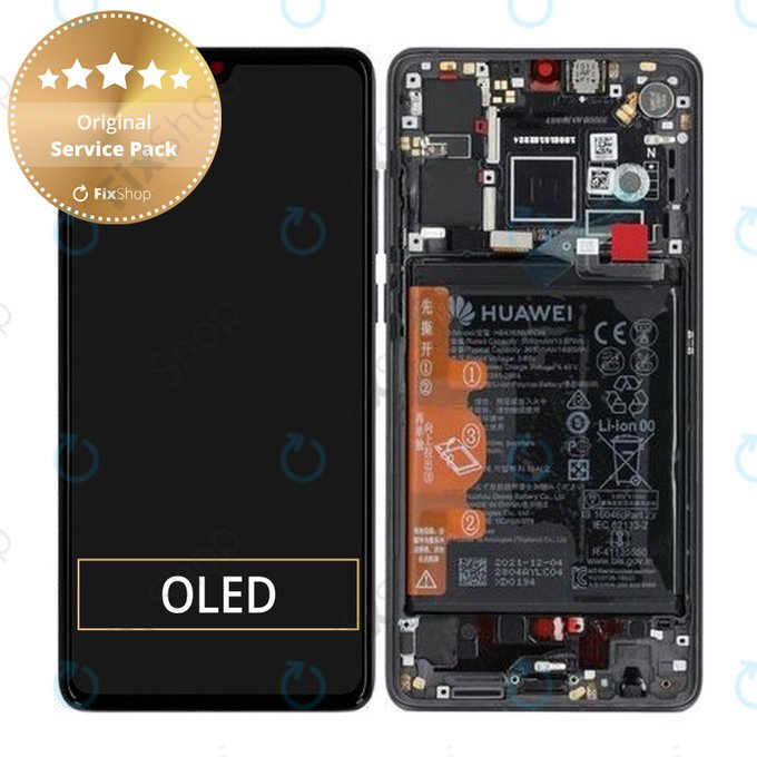 Huawei P30 - LCD Displej + Dotykové Sklo + Rám + Baterie (Black) - 02354HLT Genuine Service Pack