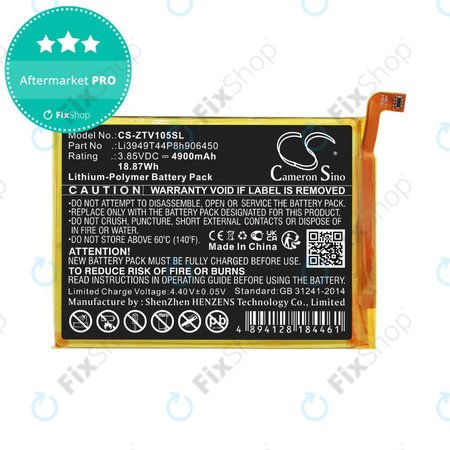 Baterie pro ZTE Blade V Smart, V30 Vita, 4900mAh, Li-Pol, 3.85V, Li3949T44P8h906450, HQ