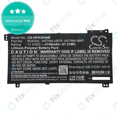 Baterie pro HP ProBook x360 440 G1, x360 11 G3, 4150mAh, Li-Pol, 11.4V, HSTNN-UB7P, HQ