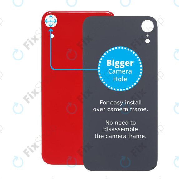 Apple iPhone XR - Sklo Zadního Housingu se Zvětšeným Otvorem na Kameru (Red)